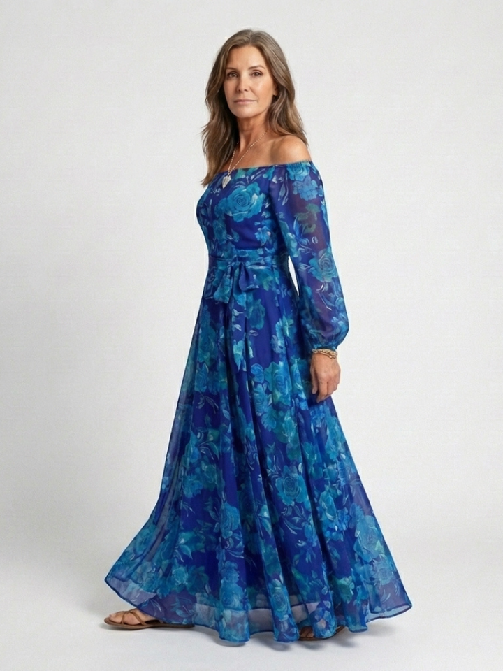 Aspen | Robe Maxi Fleurie à Épaules Dénudées