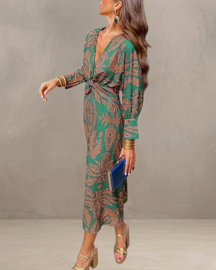 MINA | ROBE ÉLÉGANTE AVEC MANCHES LONGUES ET IMPRIMÉ FLORAL