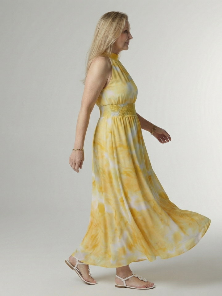 Sylin | Robe Midi à Encolure Halter Rassemblée