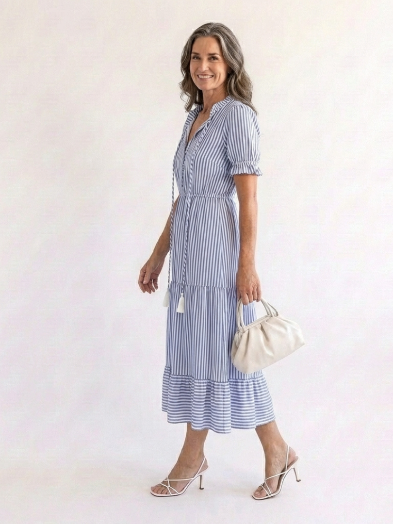 Dakota | Robe midi à manches courtes et à rayures