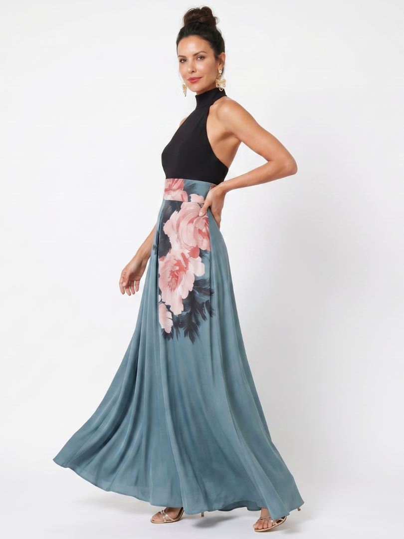 Olympas | Robe Maxi à Bretelles Bodice Florale