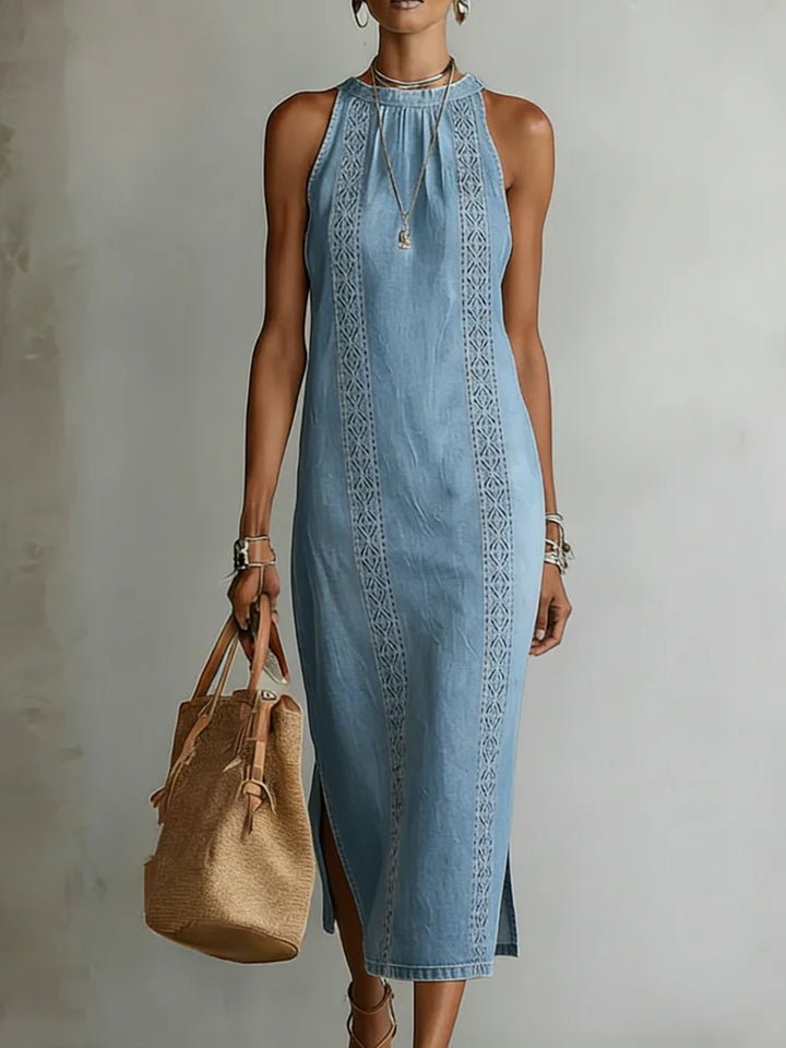 Julia | Robe en Denim avec Dentelle Rétro