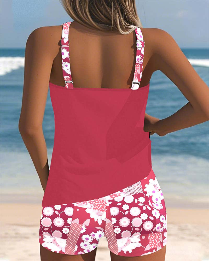 Laluna | Tankini 2 Pièces Fleuri & Short de Bain
