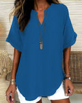 Zoe | Blouse Fluide Col V & Manches Chauve-Souris