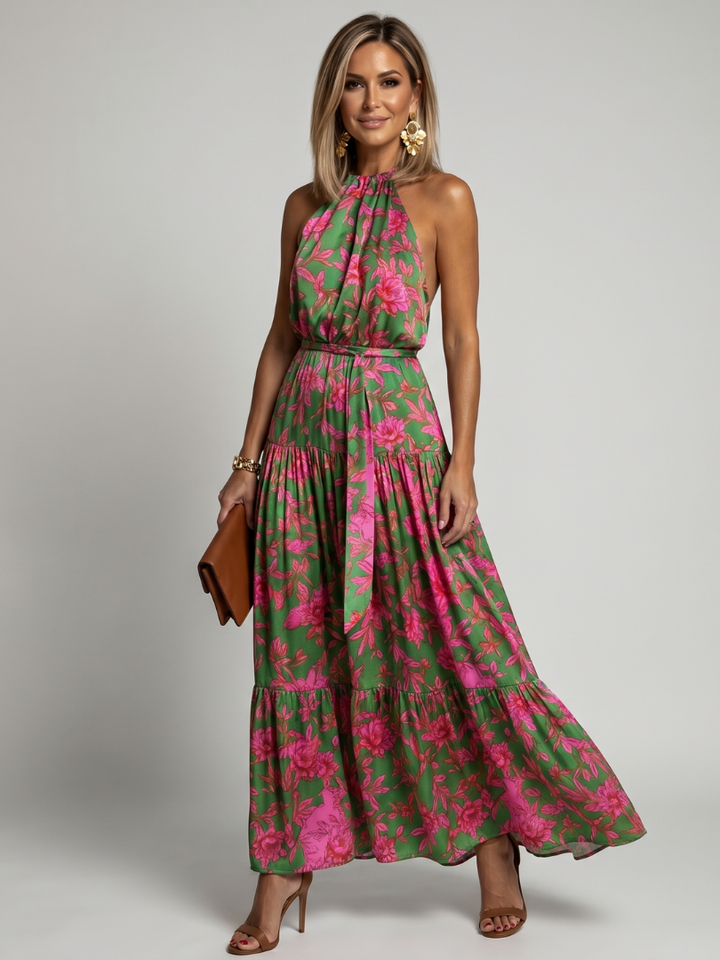 Rowen | Robe Midi à Encolure Halter Drapée