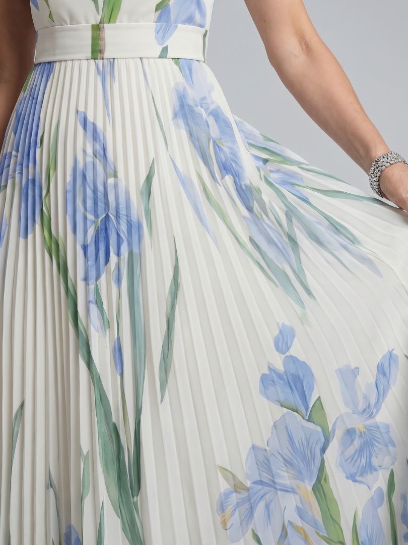 Ophelia | Robe midi sans manches à encolure carrée et imprimé floral
