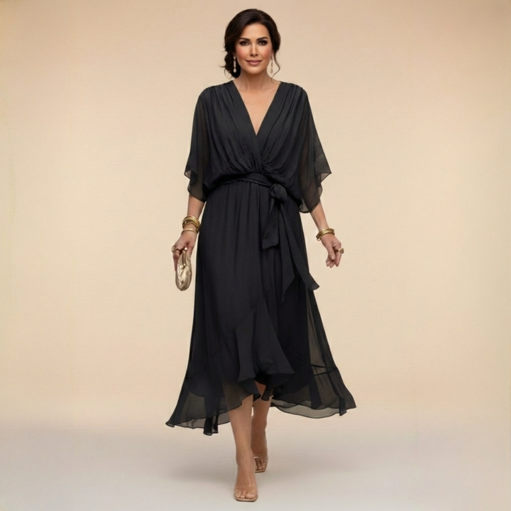 Monica - Robe en chiffon avec décolleté en V