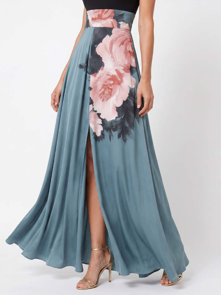 Olympas | Robe Maxi à Bretelles Bodice Florale