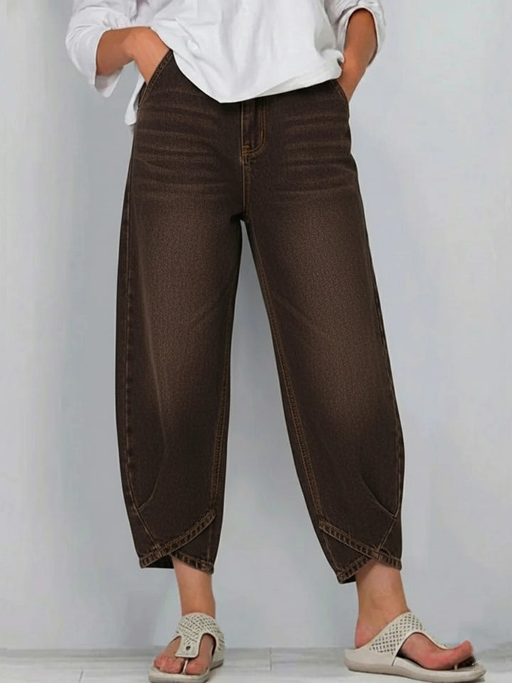 Lucie | Jean Barrel Crop Taille Haute & Coupe Décontractée