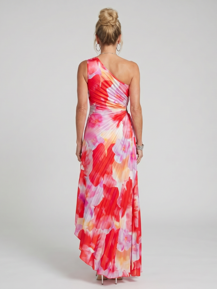 Taya | Robe Midi à Buste Plissé à Une Épaule