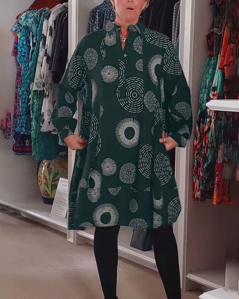 Robe décontractée à revers à imprimé géométrique