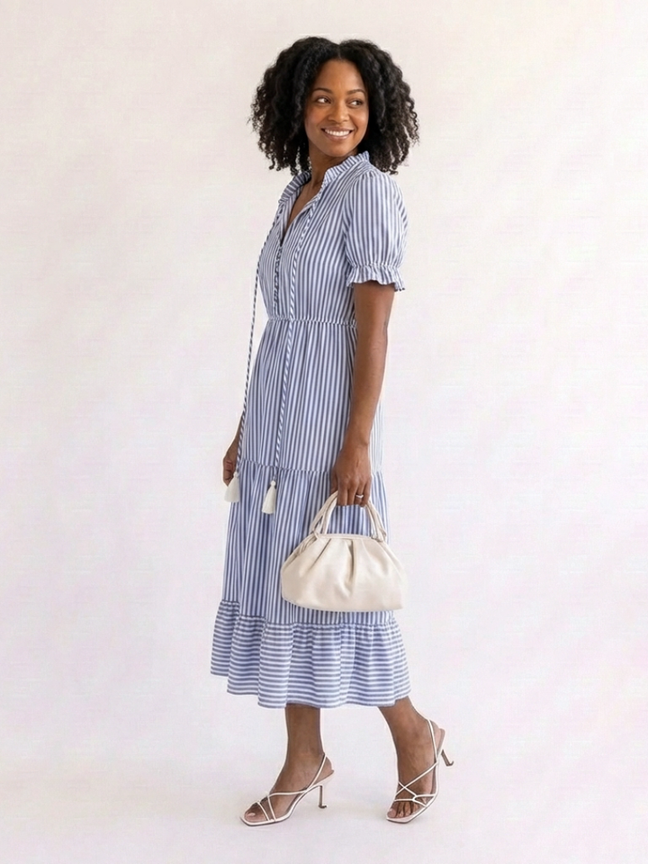 Dakota | Robe midi à manches courtes et à rayures