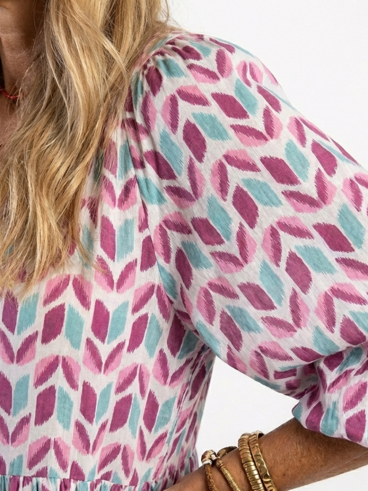 Mireya | Robe midi à manches longues à imprimé géométrique