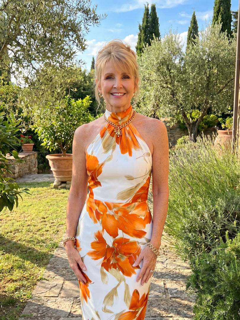 Zinnara | Robe Midi Imprimée Fleurie à Encolure Halter