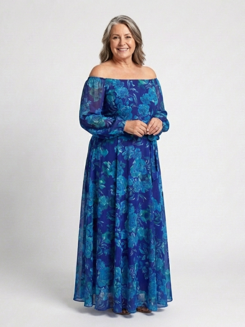 Aspen | Robe Maxi Fleurie à Épaules Dénudées