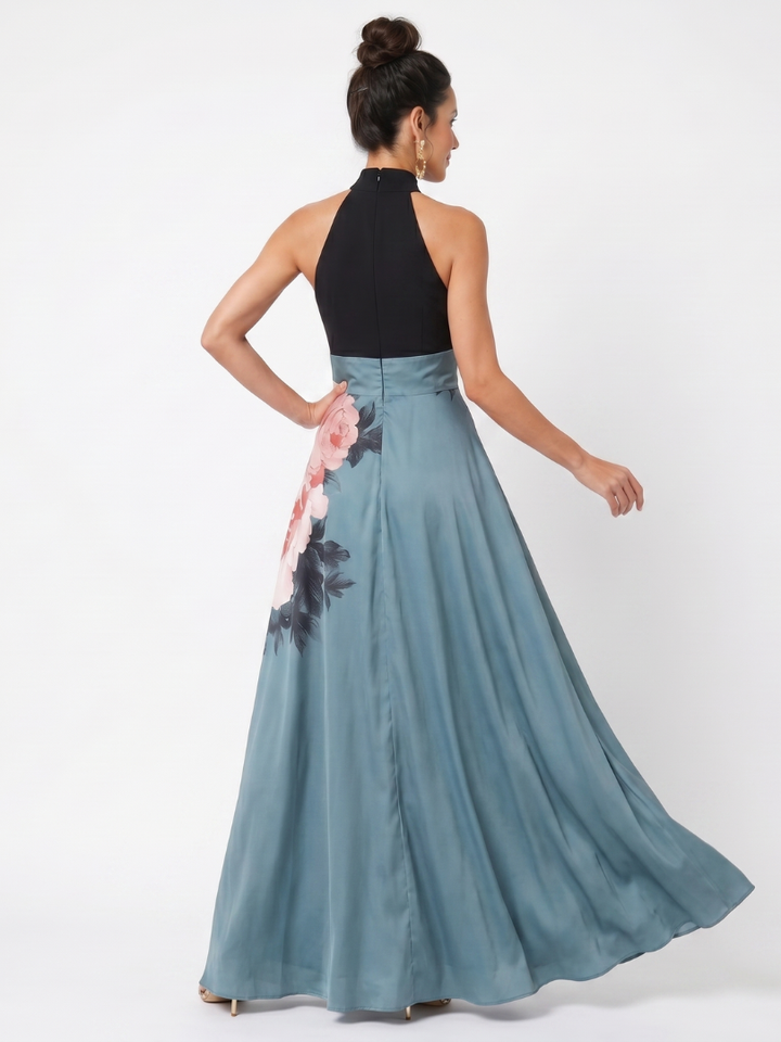 Olympas | Robe Maxi à Bretelles Bodice Florale