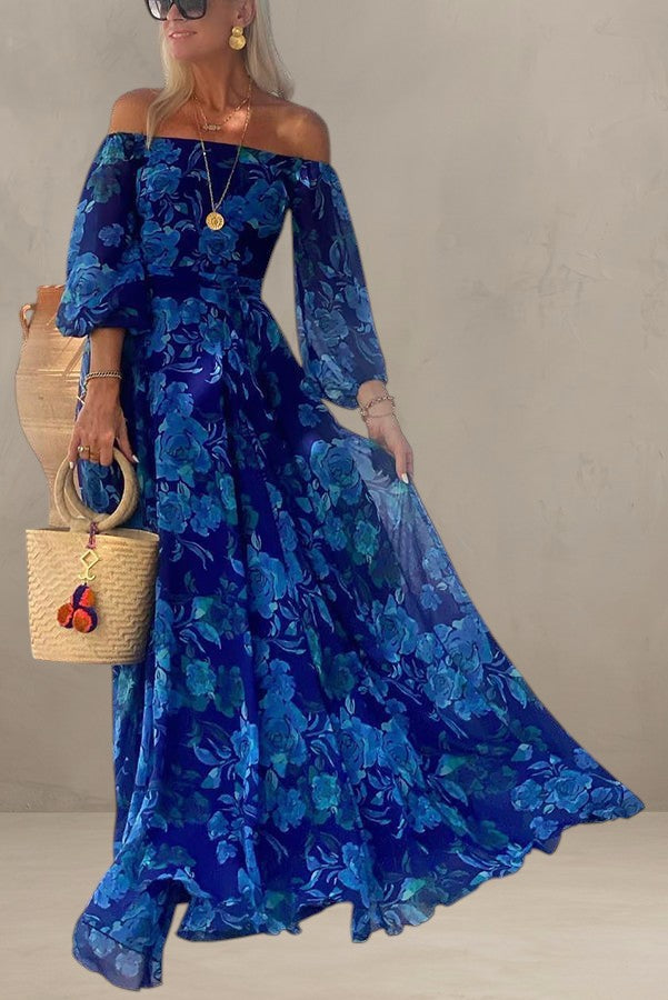 LUNA | ROBE LONGUE À IMPRIMÉ FLORAL AVEC MANCHES DÉBARDEUR