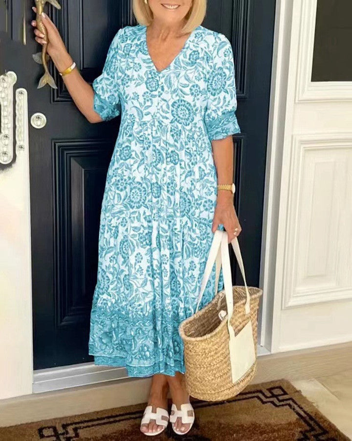 Candice | Robe Florale Élégante à Décolleté en V