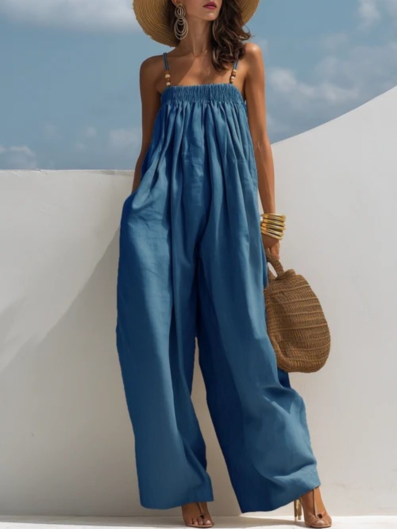 Madison | Salopette en denim à jambes larges
