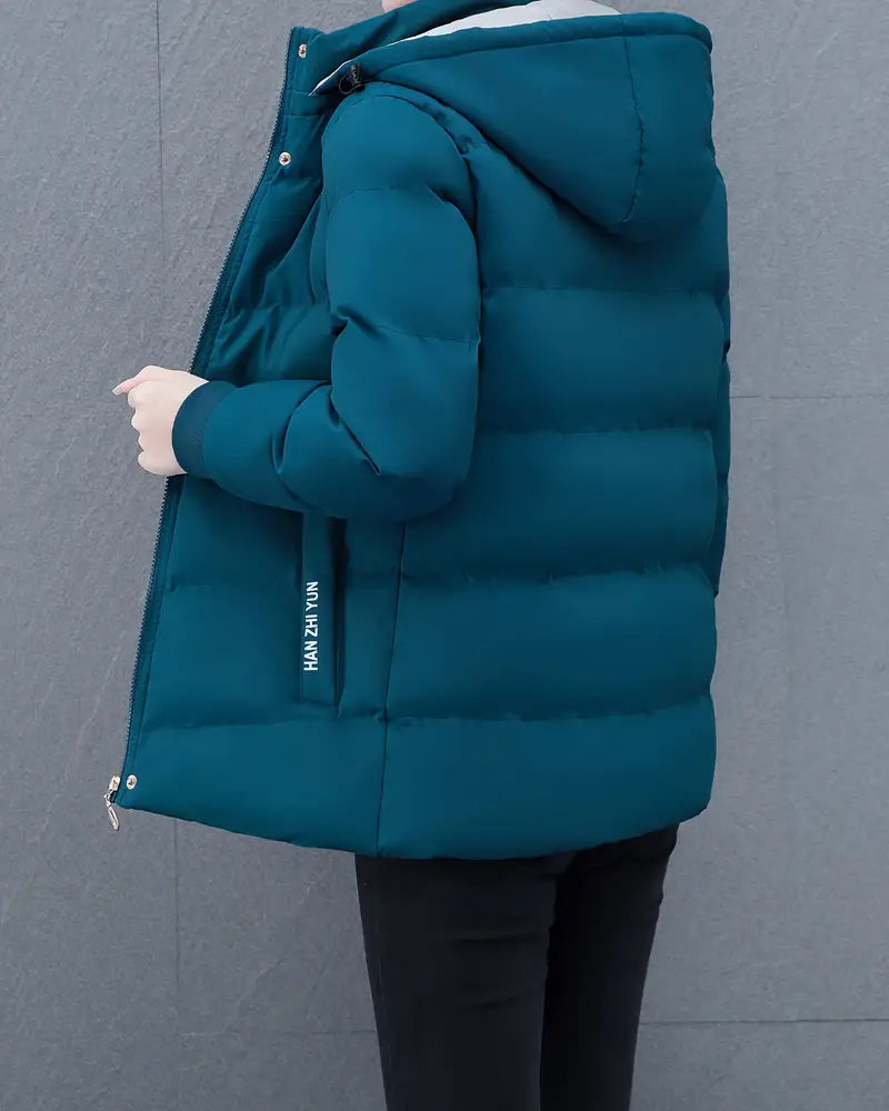 Veste décontractée couleur unie chaude à capuche