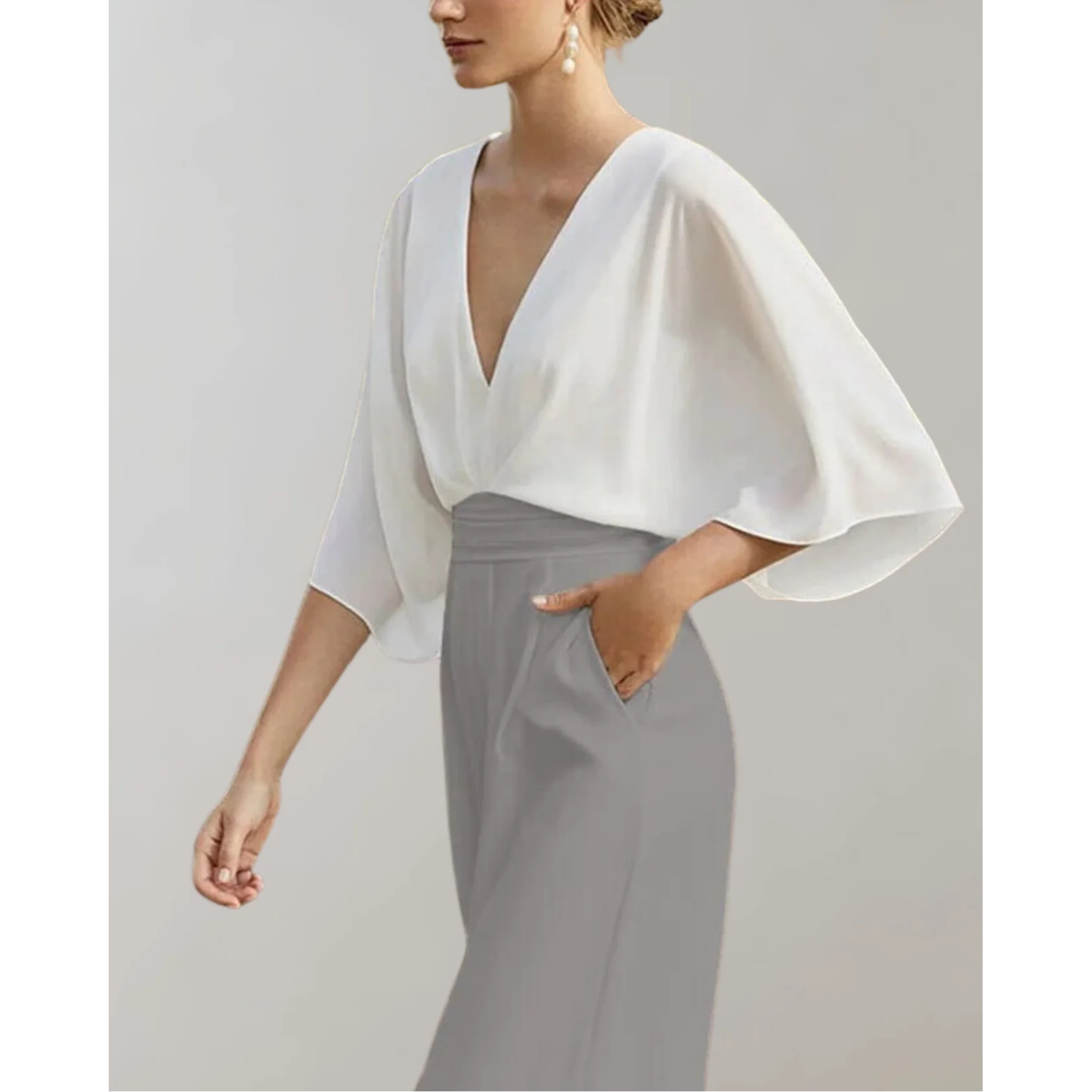 Célia | Combinaison Fluide Col V & Jambes Larges
