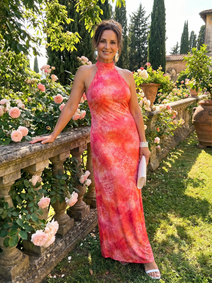 Coraline | Robe Maxi à Imprimé et Col Halter