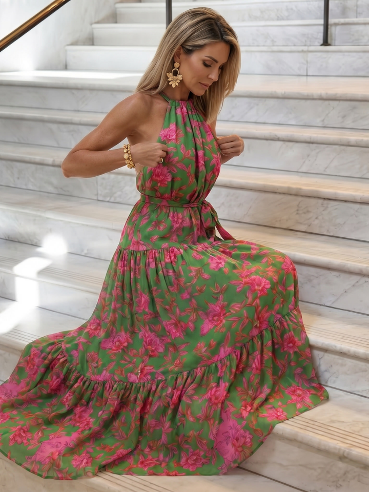 Rowen | Robe Midi à Encolure Halter Drapée