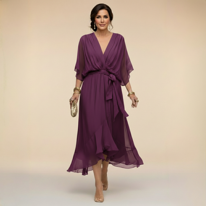Monica - Robe en chiffon avec décolleté en V