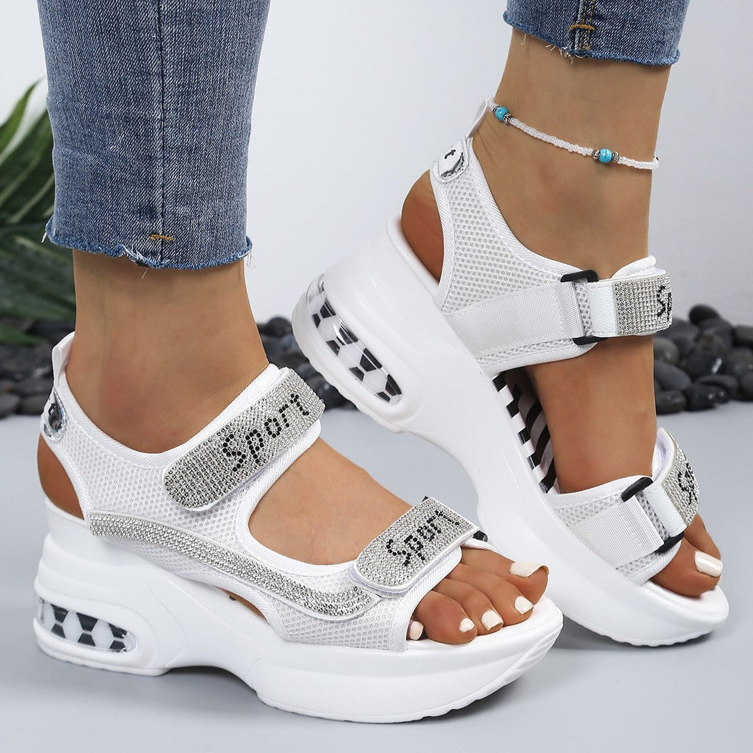 Selena | Sandales Plateforme Confort Élégant avec Strass