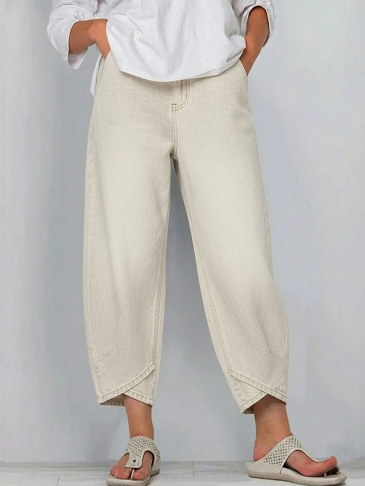 Lucie | Jean Barrel Crop Taille Haute & Coupe Décontractée