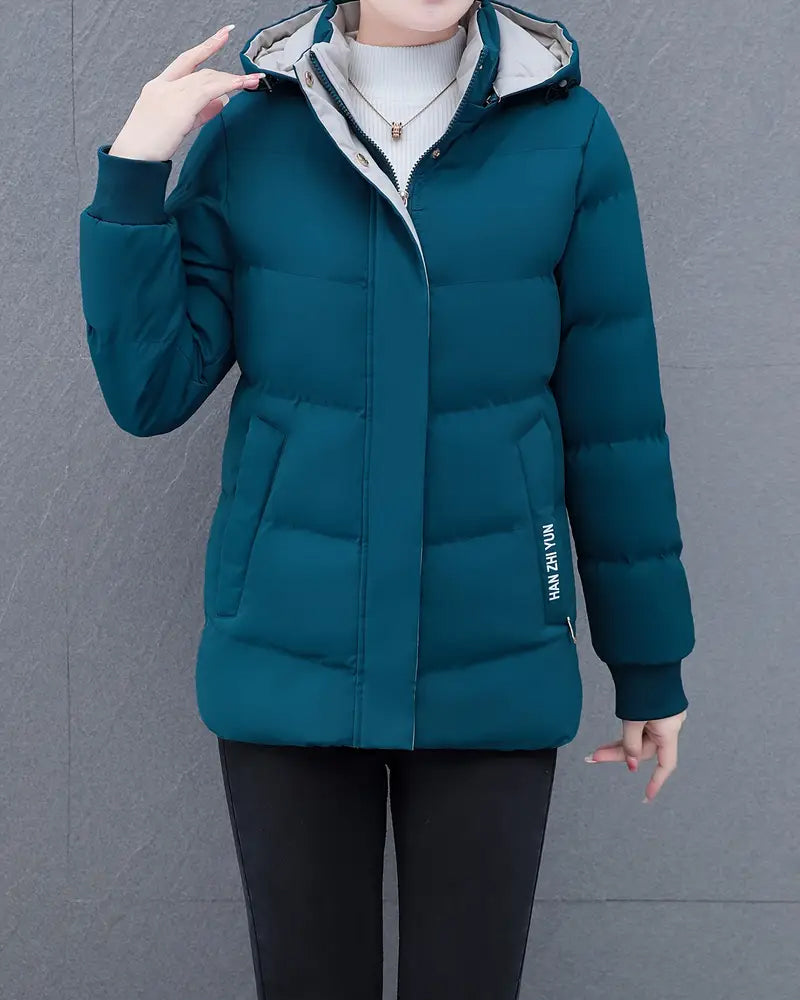 Veste décontractée couleur unie chaude à capuche