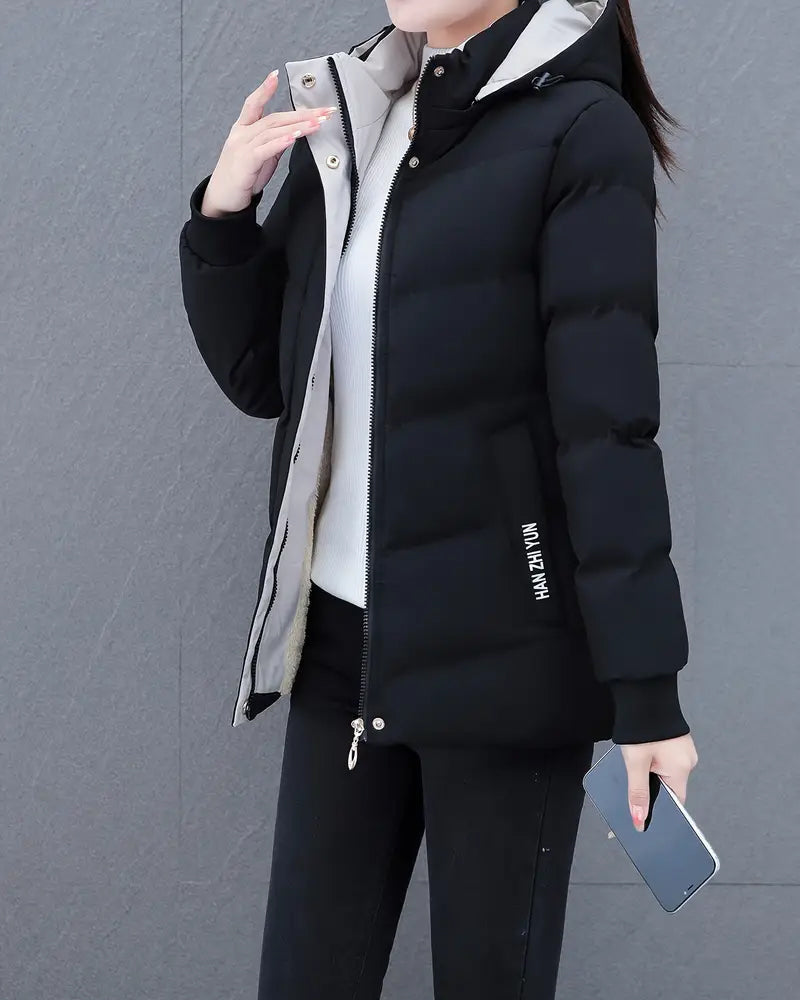 Veste décontractée couleur unie chaude à capuche