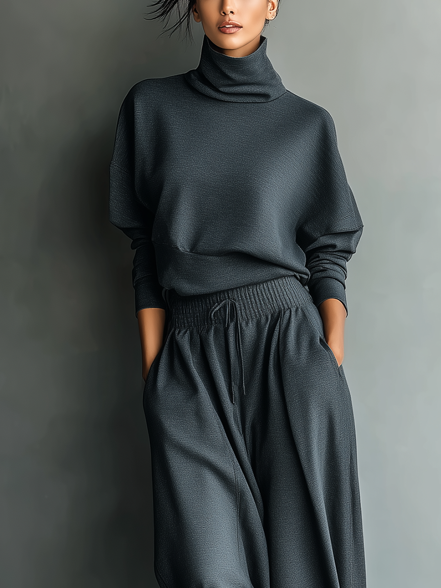 Emma | Ensemble en Tricot Col Montant Pantalon Large