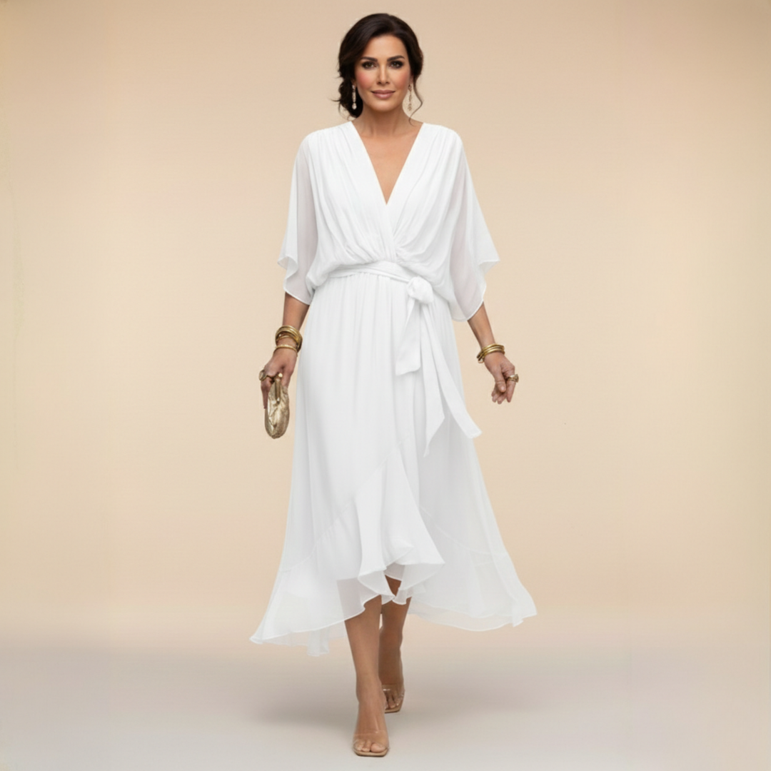 Monica - Robe en chiffon avec décolleté en V