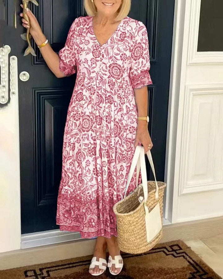 Ellie | Robe Fleurie Élégante à Col V
