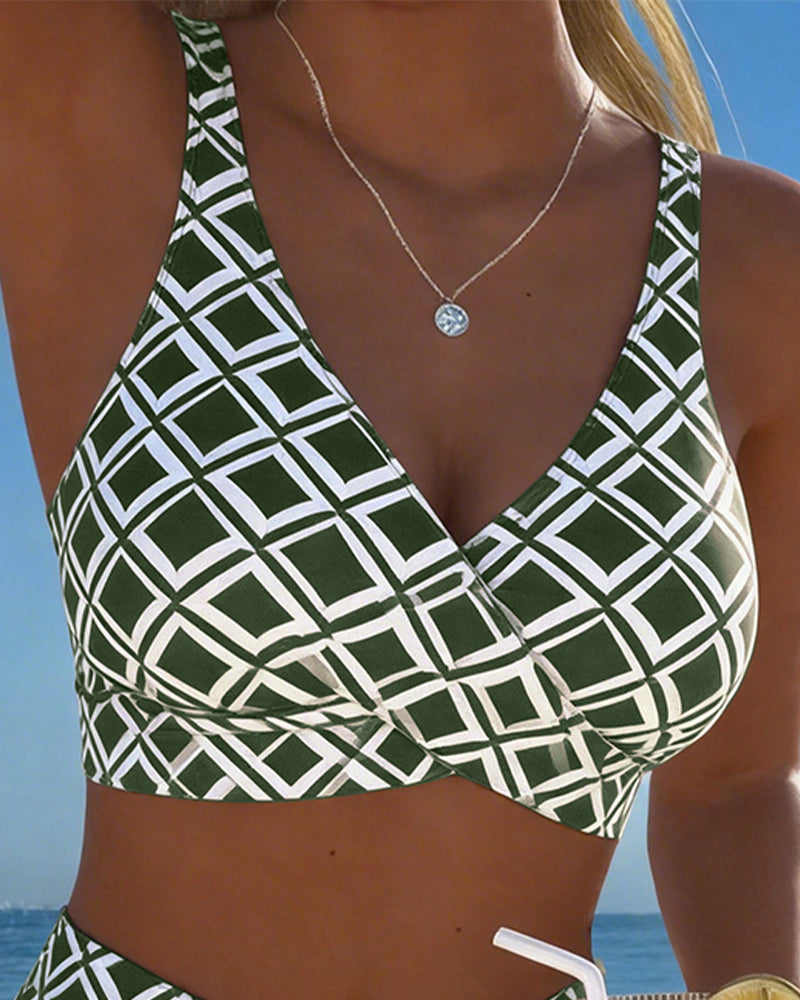 Léa | Bikini Deux Pièces Imprimé Géométrique & Taille Haute