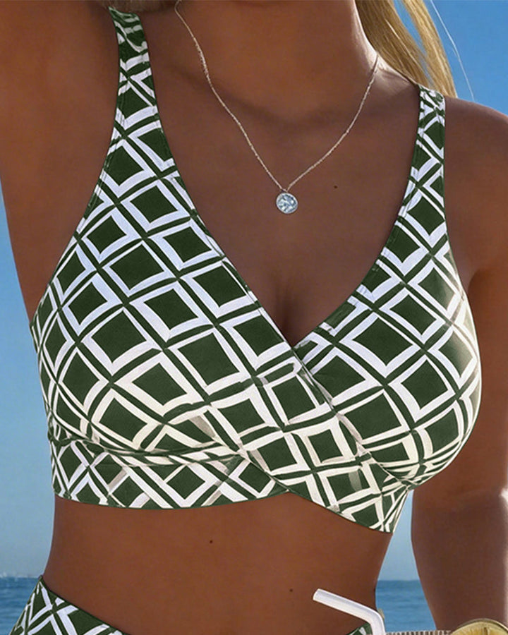 Léa | Bikini Deux Pièces Imprimé Géométrique & Taille Haute