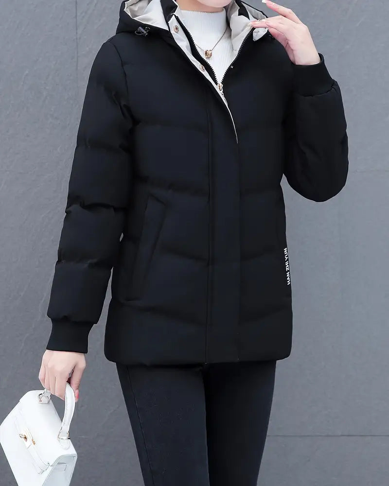 Veste décontractée couleur unie chaude à capuche