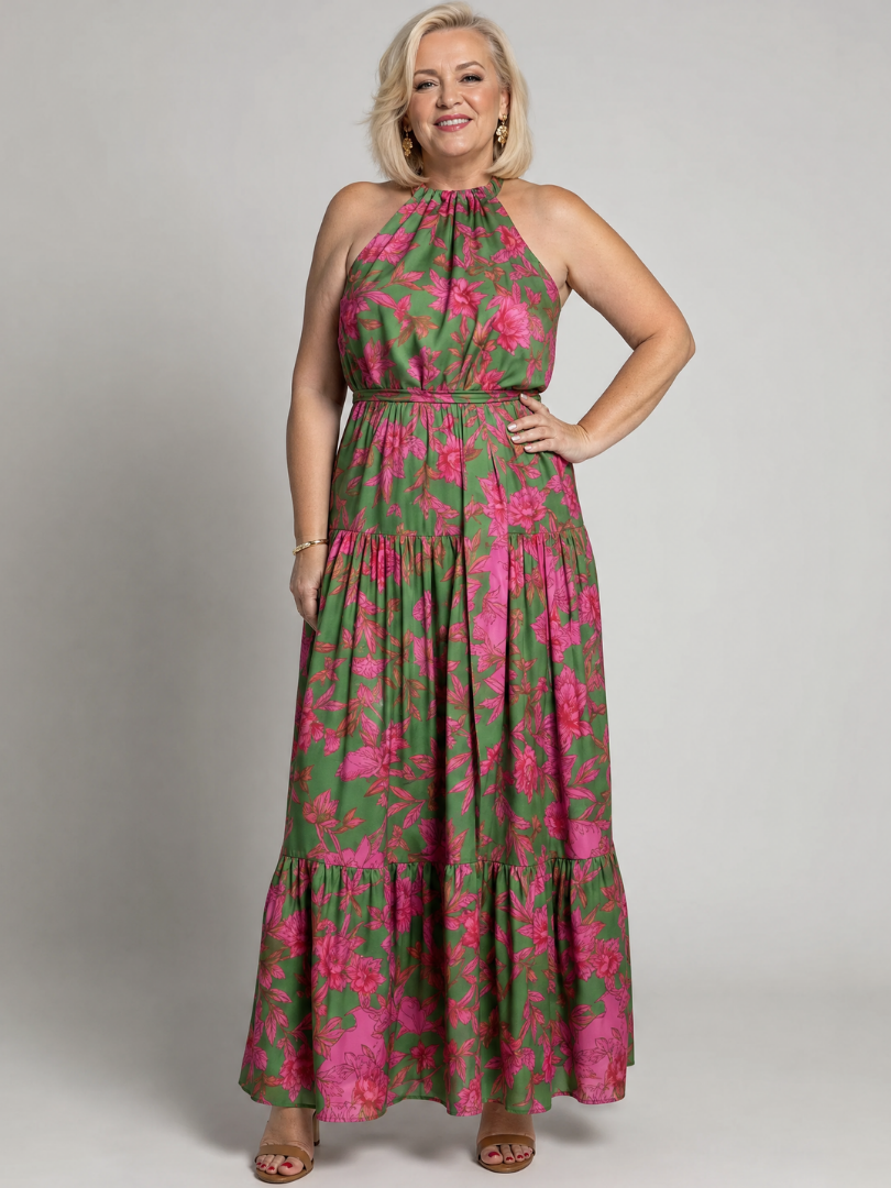 Rowen | Robe Midi à Encolure Halter Drapée