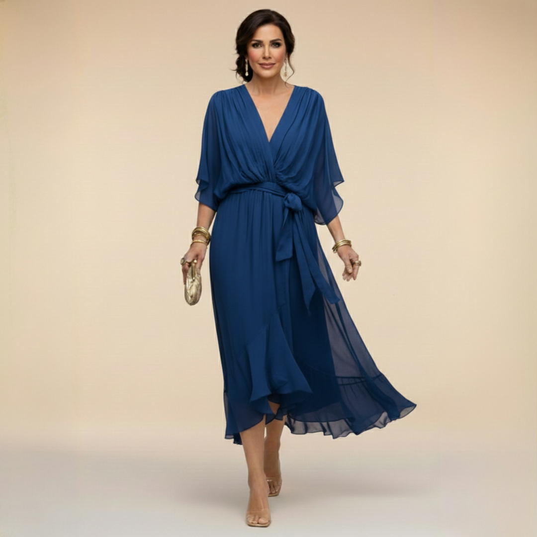 Monica - Robe en chiffon avec décolleté en V