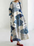 Robe en Lin de Style Japonais pour Femmes avec Motif Floral