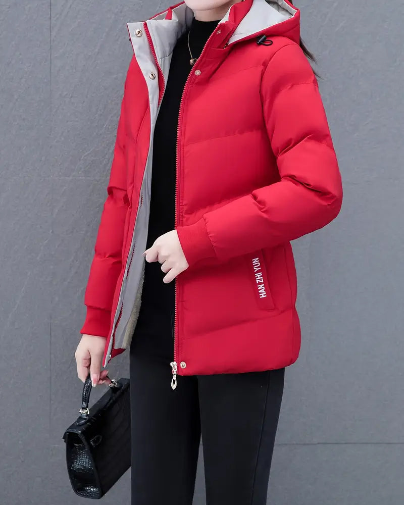 Veste décontractée couleur unie chaude à capuche
