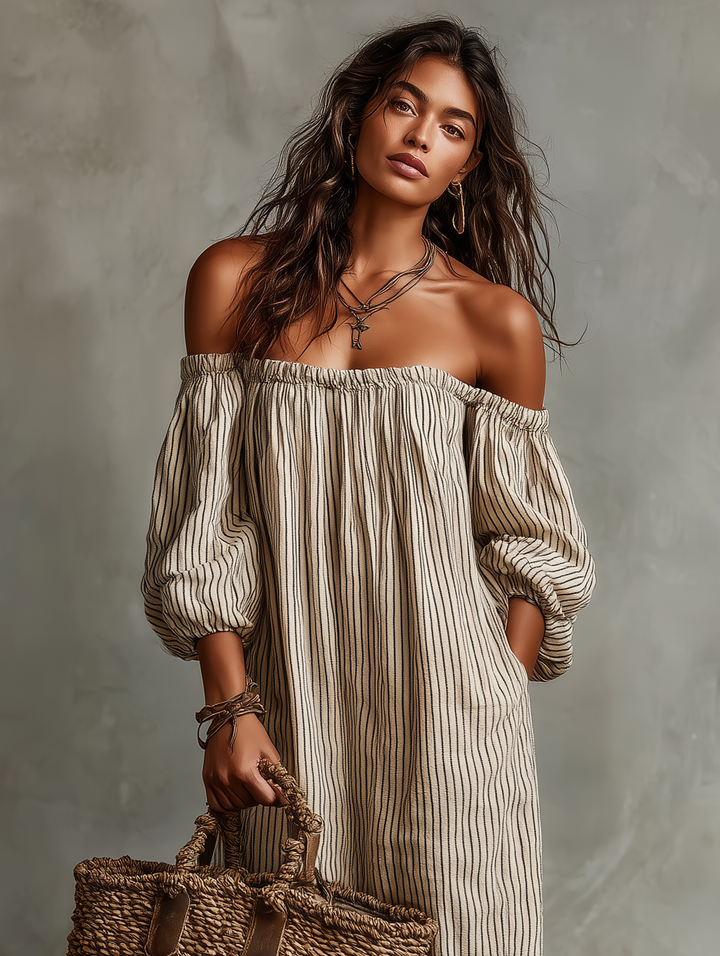 Robe maxi longue à manches longues et décolletée pour femmes