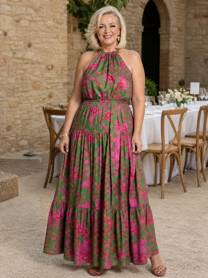 Rowen | Robe Midi à Encolure Halter Drapée