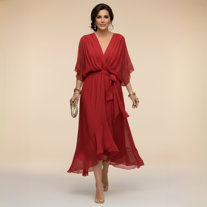 Monica - Robe en chiffon avec décolleté en V