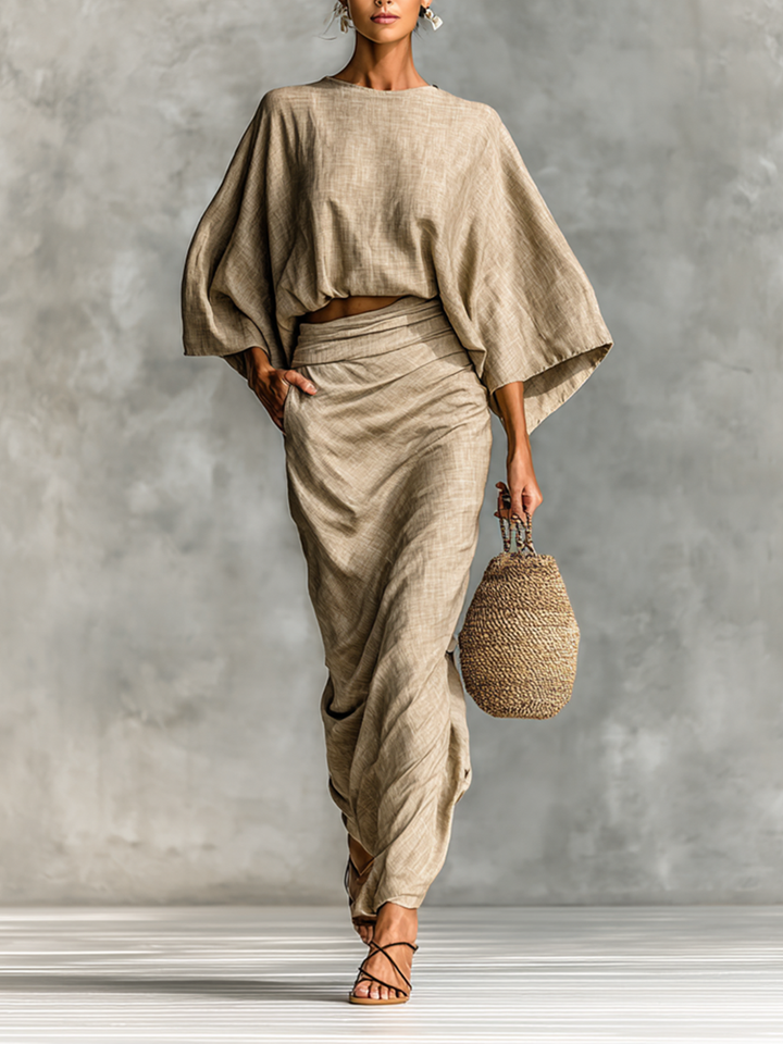 Selene | Ensemble Top à Manches Chauve-Souris et Jupe Maxi