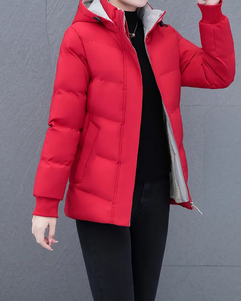 Veste décontractée couleur unie chaude à capuche