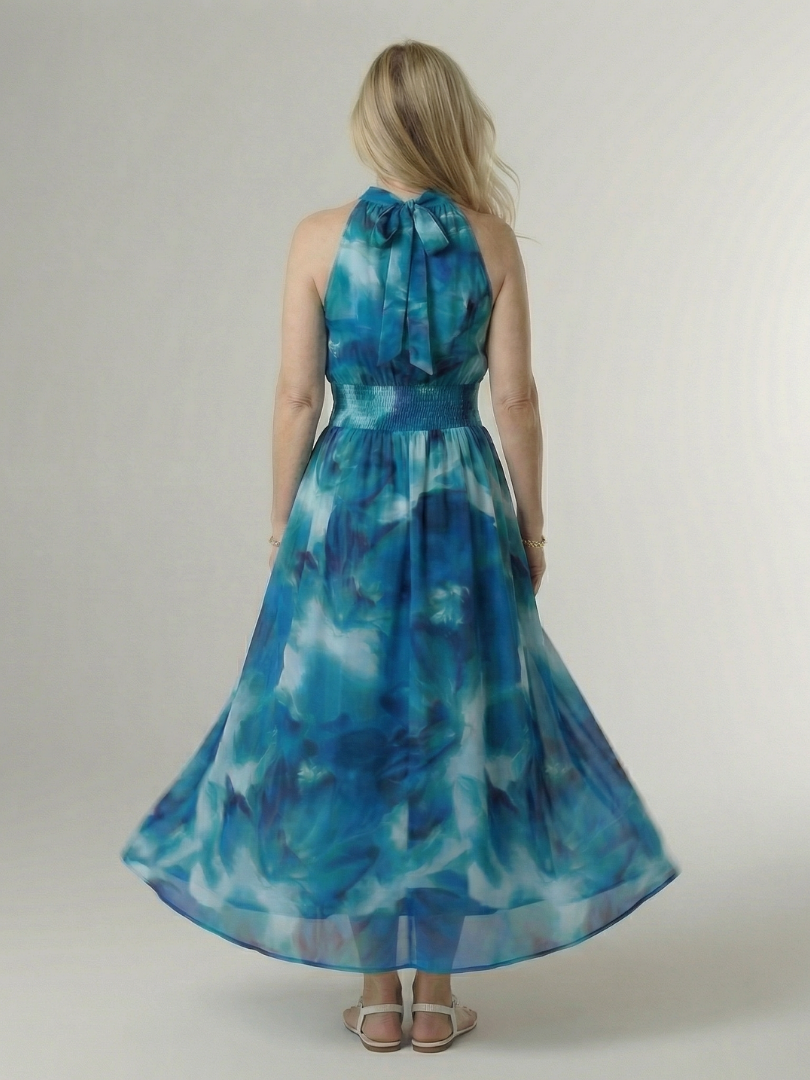 Sylin | Robe Midi à Encolure Halter Rassemblée