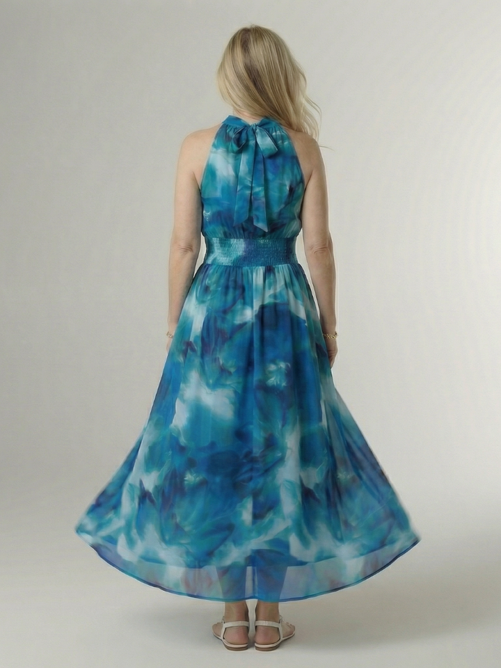 Sylin | Robe Midi à Encolure Halter Rassemblée