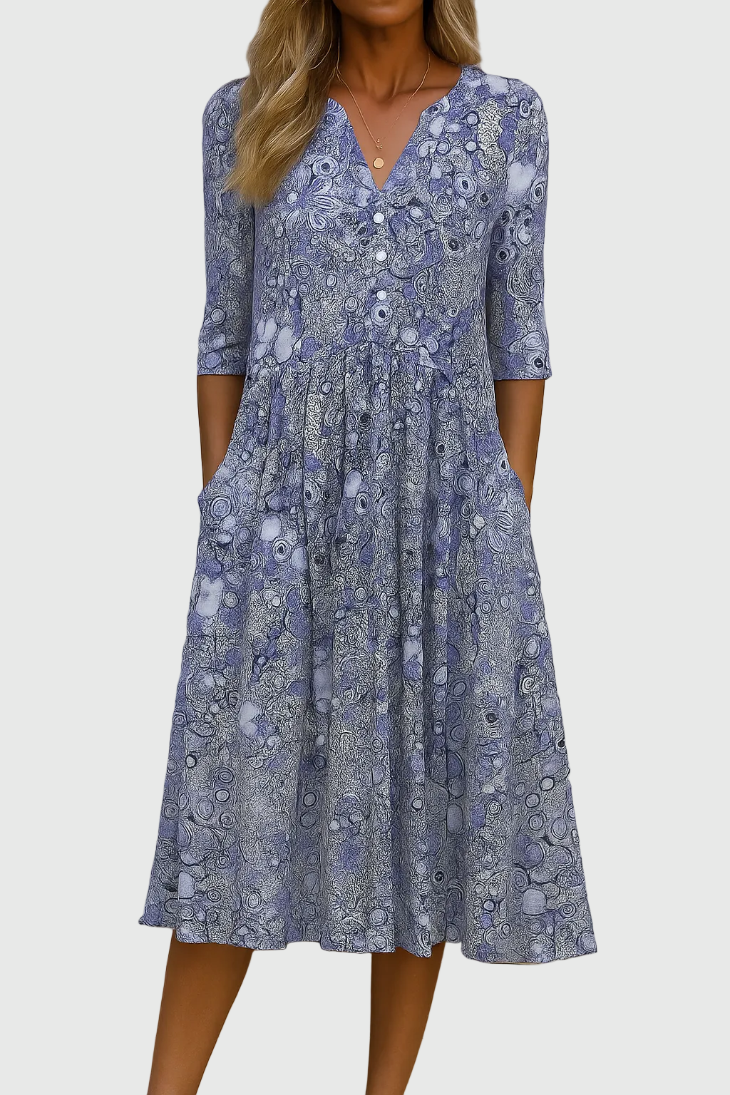 Harlow | Élégance Midi Robe V-Neck Gracieuse